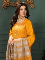 Premium Embroidered dora Dhanak Shirt - Unstitched - Image 3